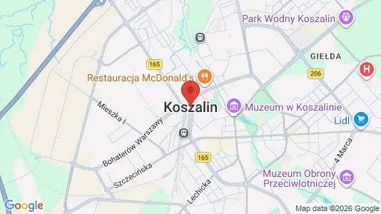 Apartments for rent i Koszalin - kort over placeringen