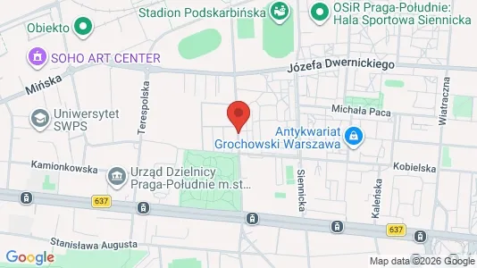Apartments for rent i Warszawa Praga-Południe - kort over placeringen