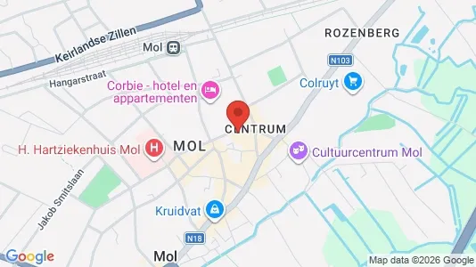 Apartments for rent i Mol - kort over placeringen