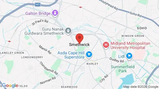 Rooms for rent i Smethwick - West Midlands - kort over placeringen