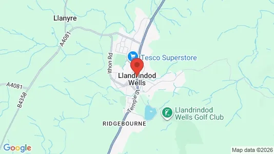 Houses for rent i Llandrindod Wells - Powys - kort over placeringen