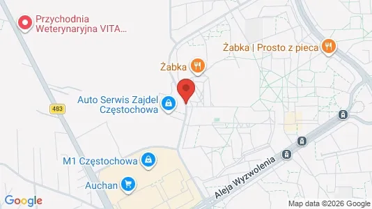 Apartments for rent i Częstochowa - kort over placeringen