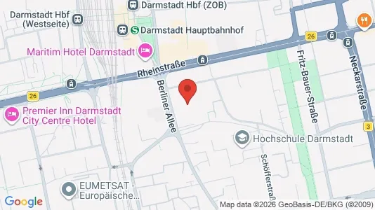 Apartments for rent i Darmstadt - kort over placeringen