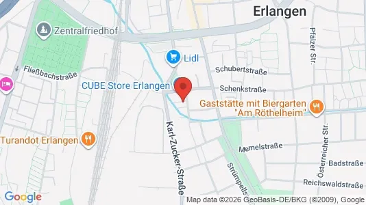 Apartments for rent i Erlangen - kort over placeringen