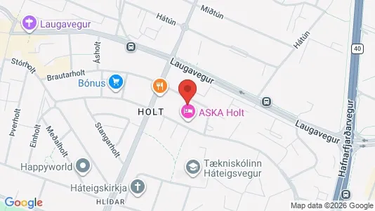 Apartments for rent i Reykjavík Hlíðar - kort over placeringen