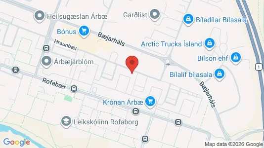 Apartments for rent i Reykjavík Árbær - kort over placeringen