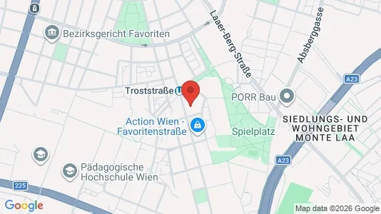 Apartments for rent i Vienna Favoriten - kort over placeringen