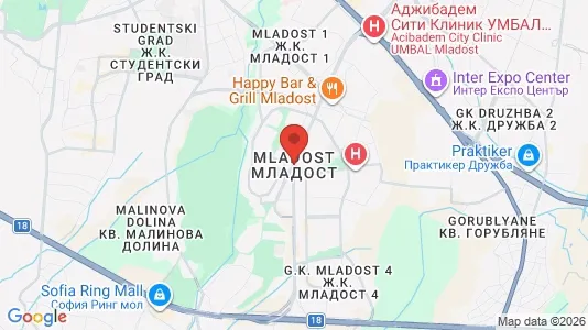 Houses for rent i Sofia Mladost - kort over placeringen