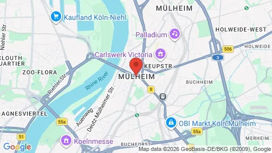 Apartments for rent i Cologne Mülheim - kort over placeringen
