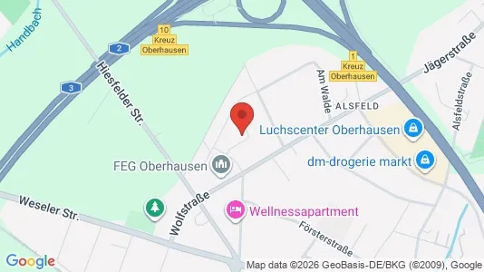 Apartments for rent i Oberhausen - kort over placeringen
