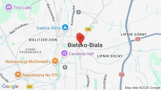Apartments for rent i Bielsko-Biała - kort over placeringen