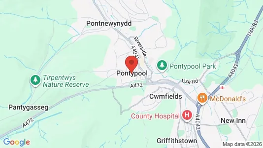 Houses for rent i Pontypool - Gwent - kort over placeringen