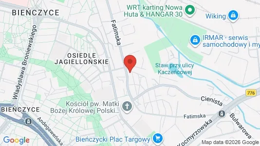 Apartments for rent i Kraków Nowa Huta - kort over placeringen