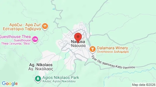 Apartments for rent i Naousa - kort over placeringen