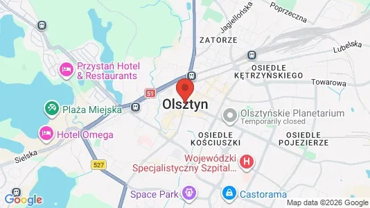 Apartments for rent i Olsztyn - kort over placeringen