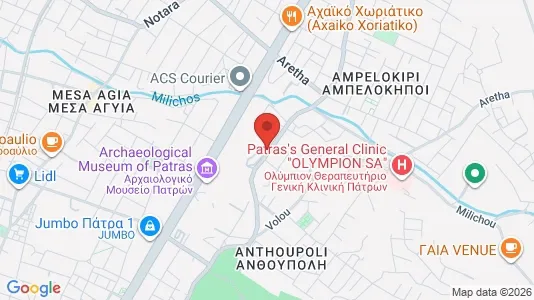 Apartments for rent i Patras - kort over placeringen