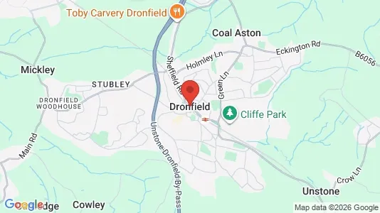Houses for rent i Dronfield - Derbyshire - kort over placeringen