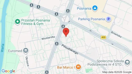 Rooms for rent i Poznań - kort over placeringen