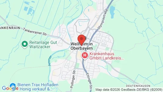 Apartments for rent i Weilheim-Schongau - kort over placeringen