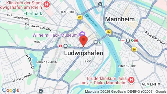 Apartments for rent i Ludwigshafen am Rhein - kort over placeringen