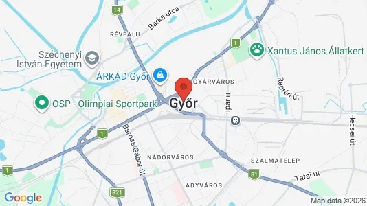Apartments for rent i Győri - kort over placeringen
