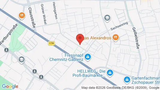 Apartments for rent i Chemnitz - kort over placeringen