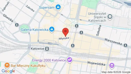 Apartments for rent i Katowice - kort over placeringen