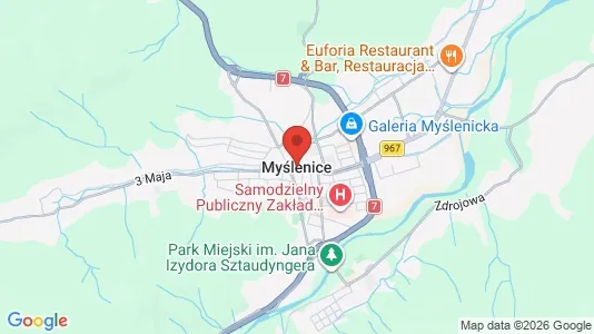 Apartments for rent i Myślenicki - kort over placeringen