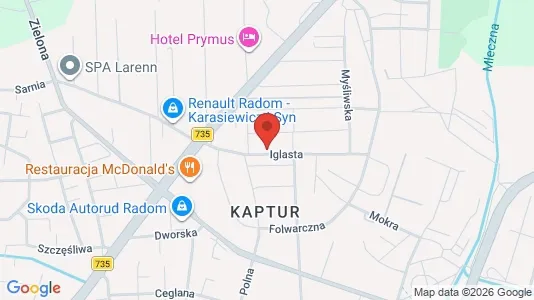 Apartments for rent i Radom - kort over placeringen