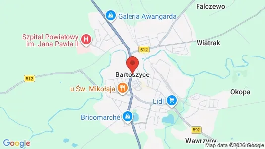 Apartments for rent i Bartoszycki - kort over placeringen