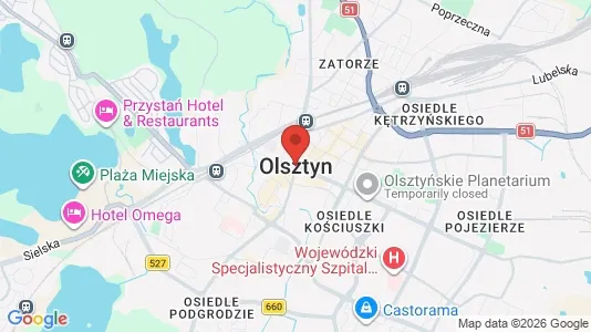 Apartments for rent i Olsztyn - kort over placeringen