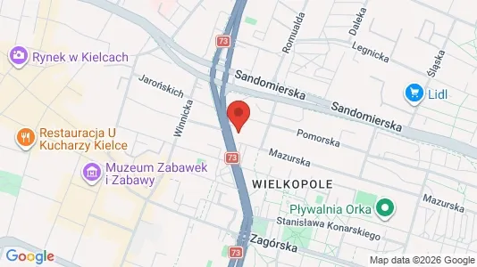 Apartments for rent i Kielce - kort over placeringen