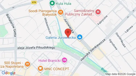 Apartments for rent i Białystok - kort over placeringen