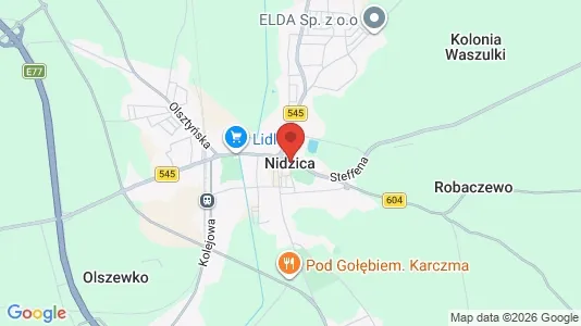 Apartments for rent i Nidzicki - kort over placeringen