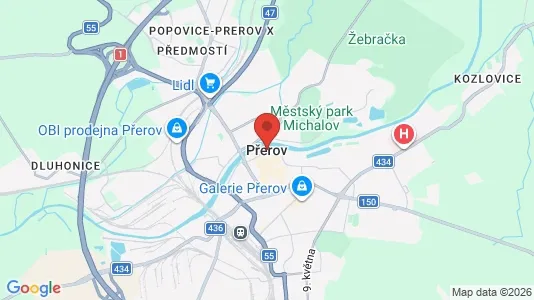 Apartments for rent i Přerov - kort over placeringen