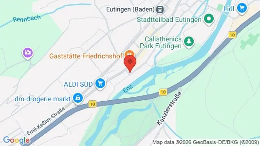 Apartments for rent i Pforzheim - kort over placeringen