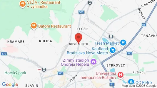 Apartments for rent i Bratislava Nové Mesto - kort over placeringen