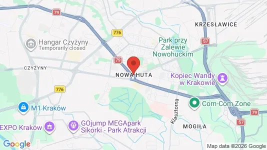 Apartments for rent i Kraków Nowa Huta - kort over placeringen
