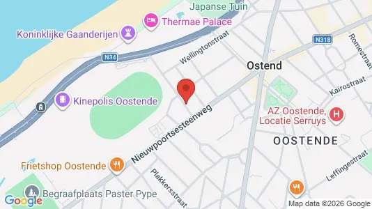 Apartments for rent i Oostende - kort over placeringen
