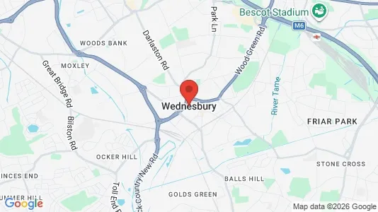 Rooms for rent i Wednesbury - West Midlands - kort over placeringen