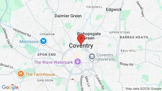 Houses for rent i Coventry - West Midlands - kort over placeringen