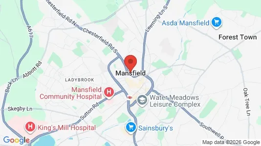Houses for rent i Mansfield - Nottinghamshire - kort over placeringen