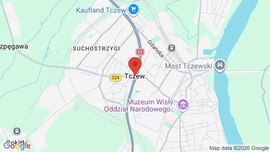 Apartments for rent i Tczewski - kort over placeringen