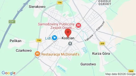 Apartments for rent i Kościański - kort over placeringen