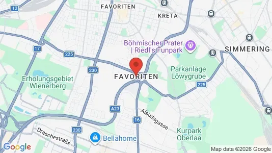 Apartments for rent i Vienna Favoriten - kort over placeringen