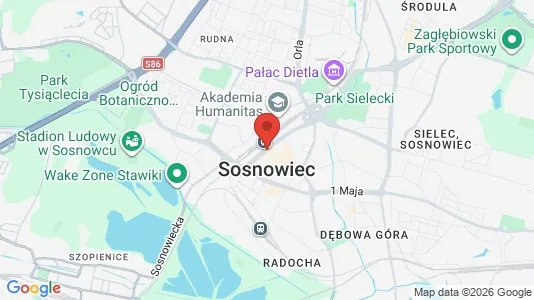 Apartments for rent i Sosnowiec - kort over placeringen