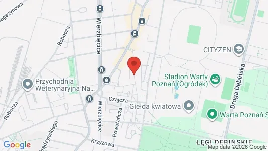 Rooms for rent i Poznań - kort over placeringen