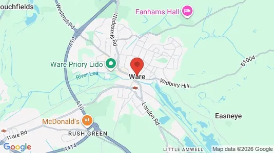 Apartments for rent i Ware - Hertfordshire - kort over placeringen