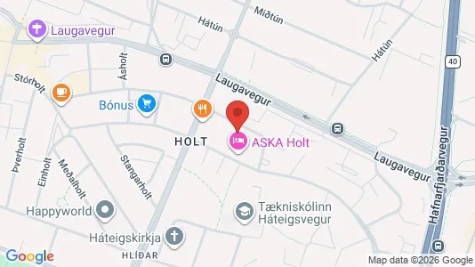 Apartments for rent i Reykjavík Hlíðar - kort over placeringen