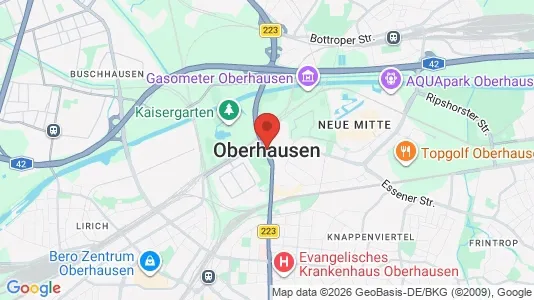 Apartments for rent i Oberhausen - kort over placeringen